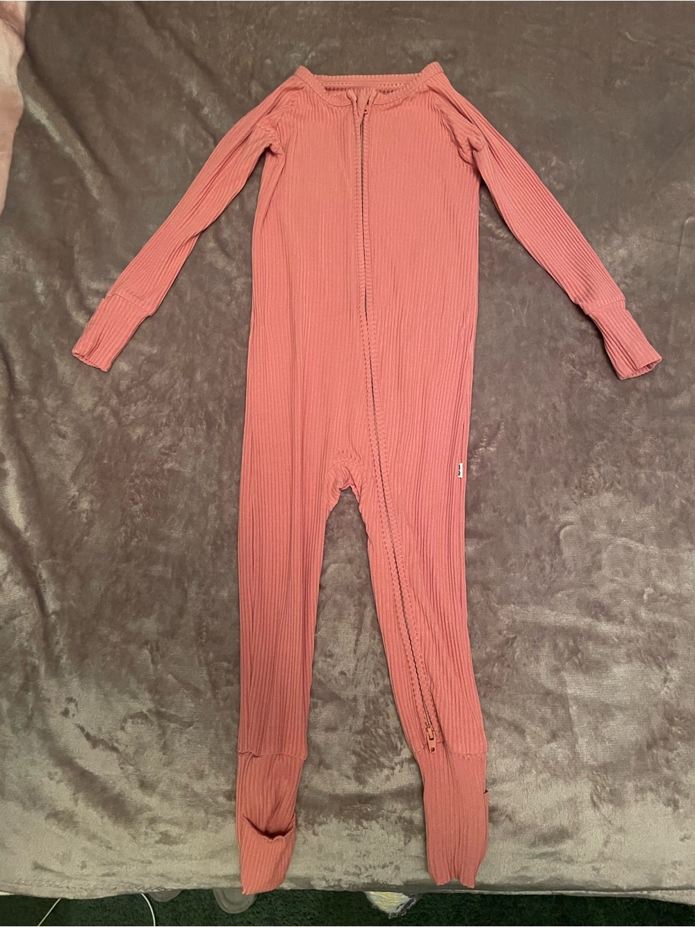 Ribbed Salmon Colored One-Piece Little Sleepies Zippy
